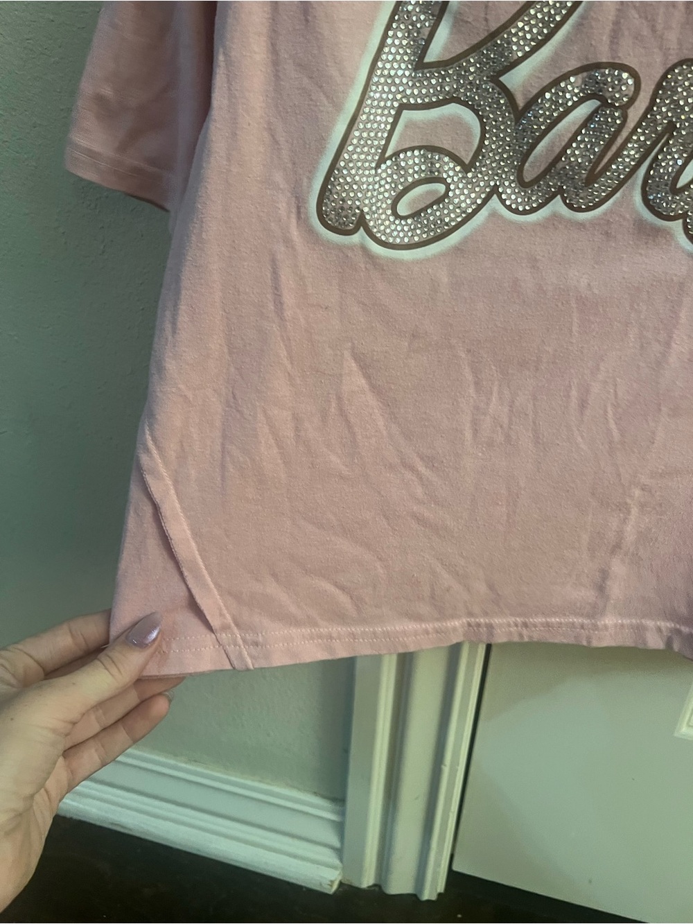 Barbie Pink Rhinestone Crop Top - Picture 5 of 6